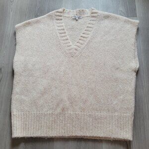 Madewell Womens V-Neck Beige Alpaca Wool Blend Poncho Sweater Pullover Large